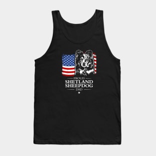 Proud Shetland Sheepdog Dad American Flag patriotic gift dog Tank Top